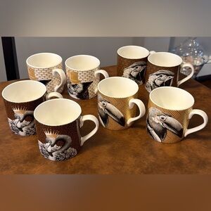 Stechcol Gracie Bone China Coastline Imports 2 Sided Bird  Mugs Set of 4